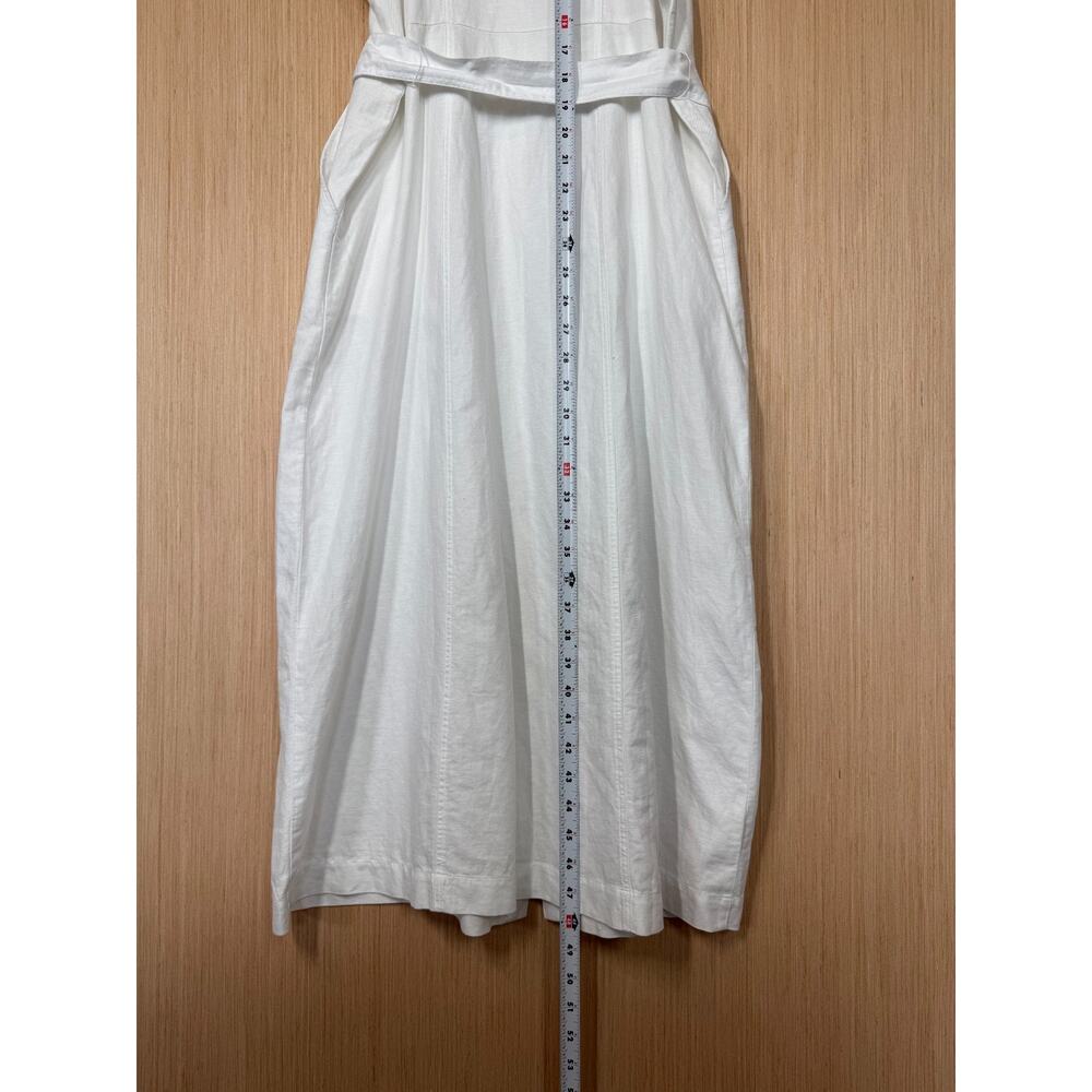 LOFT White Button-Front Midi Dress with Tie Waist - Picture 10 of 13